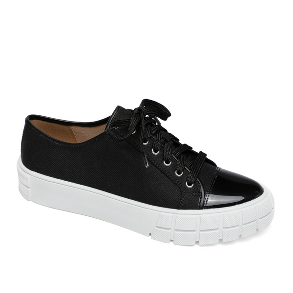 linea paolo KALAIA | Lace-Up Lug Sole Sneakers Black Fabric/Tpu