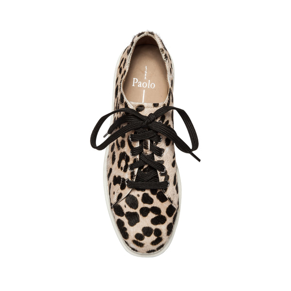 Linea Paolo KARRI | Lace Up Designer Platform Sport Sneaker White/Black Leopard Hair Calf