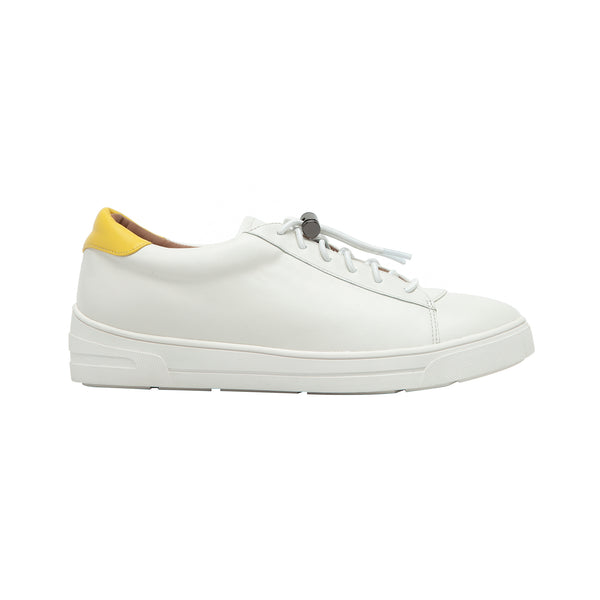 Linea Paolo KIRBY | Sporty Hidden-Lift Lace-Up Leather Sneakers Ivory/Yellow Nappa