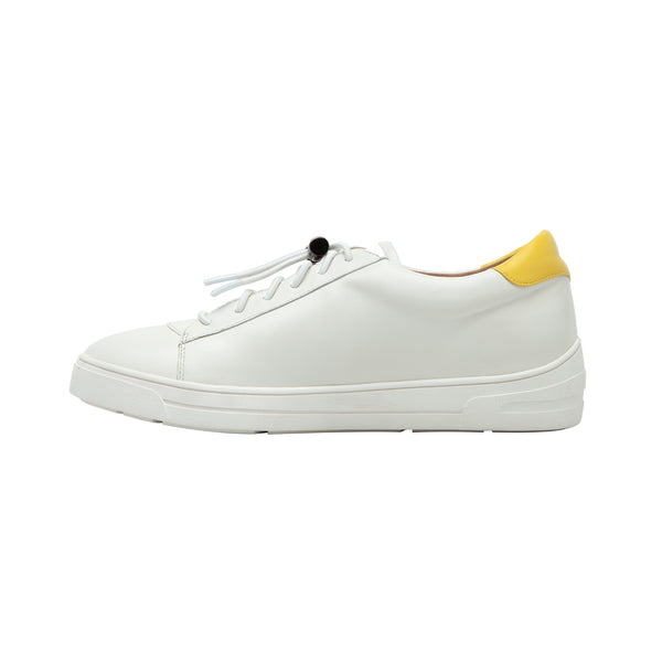 Linea Paolo KIRBY | Sporty Hidden-Lift Lace-Up Leather Sneakers Ivory/Yellow Nappa