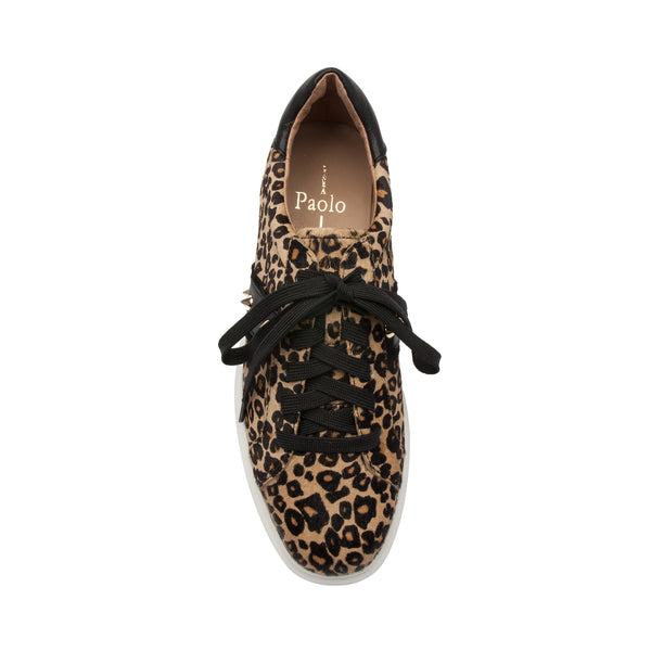 Linea Paolo KNOX II | Sporty Fashion Sneaker Sand/Black Leopard Print Hair Calf