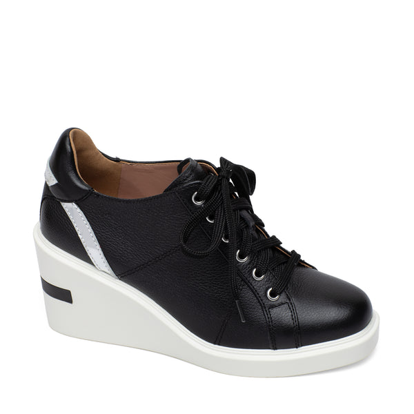 linea paolo KORIN | Platform Wedge Sneakers Black/Silver Leather/Nappa