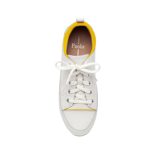 Linea Paolo KRISTEN | Retro-Inspired Sporty Lace-Up Fashion Sneaker Light Grey/White Leather/Mesh Fabric