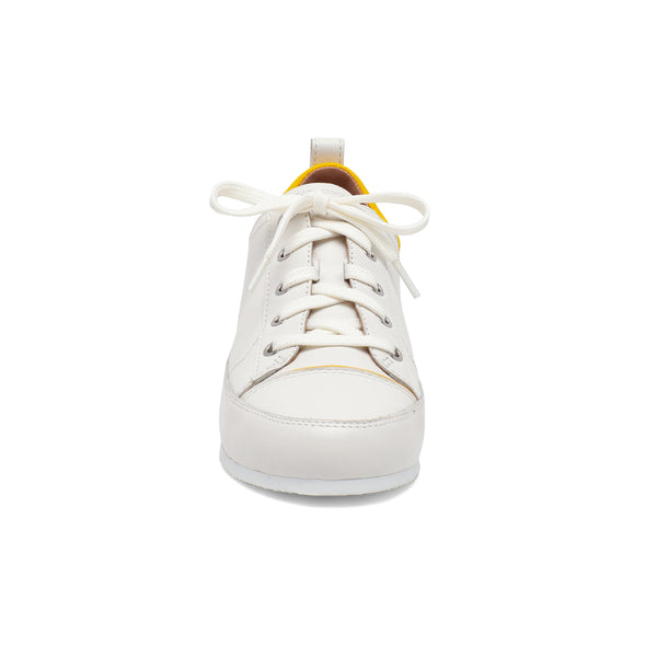 Linea Paolo KRISTEN | Retro-Inspired Sporty Lace-Up Fashion Sneaker Light Grey/White Leather/Mesh Fabric
