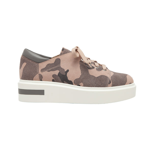 Linea Paolo KRUZ | A Trendy Platform Lace Up Platform Sneaker With Sporty Details Blush Pink Camo Print Suede