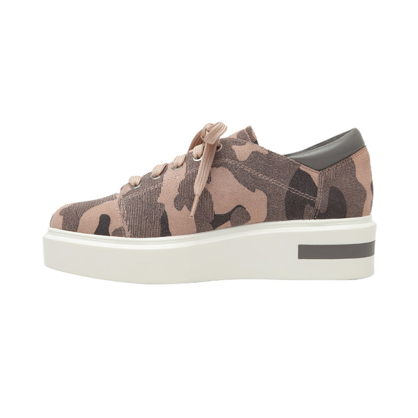 Linea Paolo KRUZ | A Trendy Platform Lace Up Platform Sneaker With Sporty Details Blush Pink Camo Print Suede