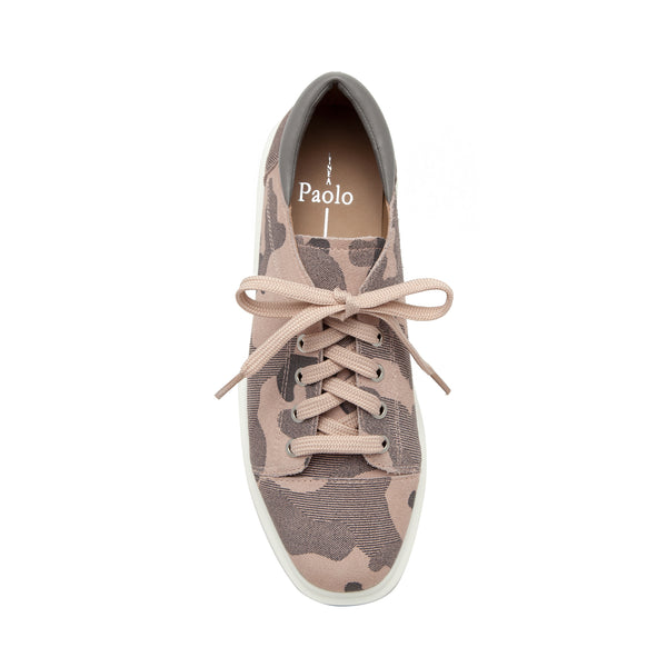 Linea Paolo KRUZ | A Trendy Platform Lace Up Platform Sneaker With Sporty Details Blush Pink Camo Print Suede