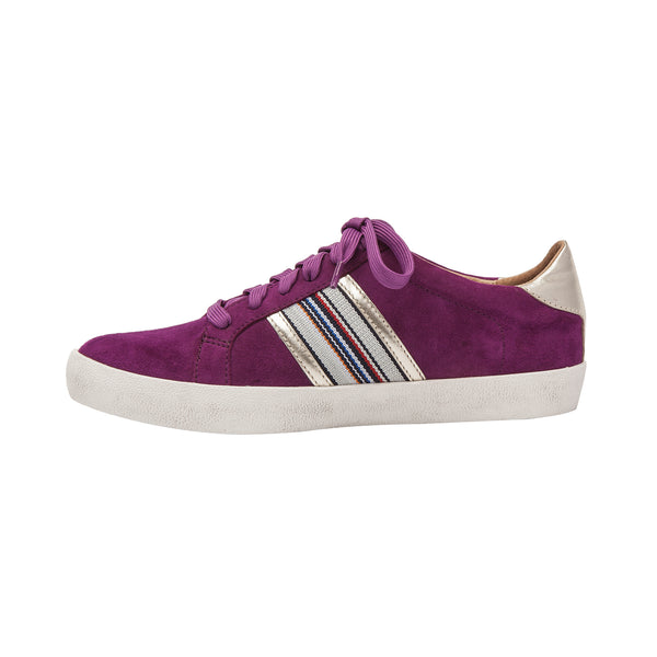 Linea Paolo KYSON | Striped Fashion Sneakers Purple Suede/Gold Leather