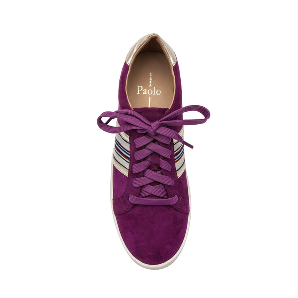 Linea Paolo KYSON | Striped Fashion Sneakers Purple Suede/Gold Leather
