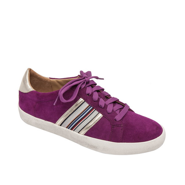 linea paolo KYSON | Striped Fashion Sneakers Purple Suede/Gold Leather