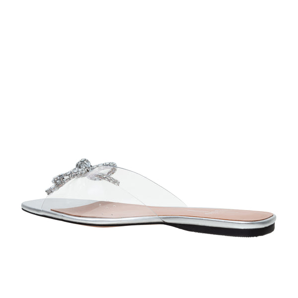 Linea Paolo LEIGH | Vinyl Or Satin Beaded Bow Slides Clear Tpu