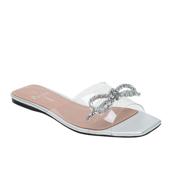 linea paolo LEIGH | Vinyl Or Satin Beaded Bow Slides Clear Tpu linea paolo LEIGH | Vinyl Or Satin Beaded Bow Slides Clear Tpu