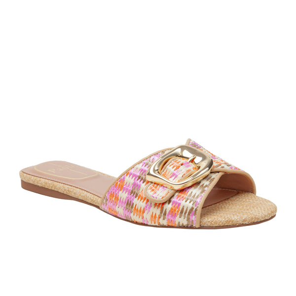 linea paolo LEIGHTON | Raffia Sandals With Golden Buckle Coral Multi Raffia linea paolo LEIGHTON | Raffia Sandals With Golden Buckle Coral Multi Raffia