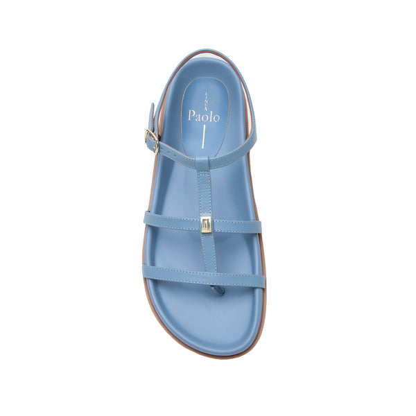 Linea Paolo LILITH | Leather Footbed Sandals Dusty Blue Leather