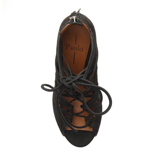 Linea Paolo WILLOW | Lace-up Wedge Black Suede