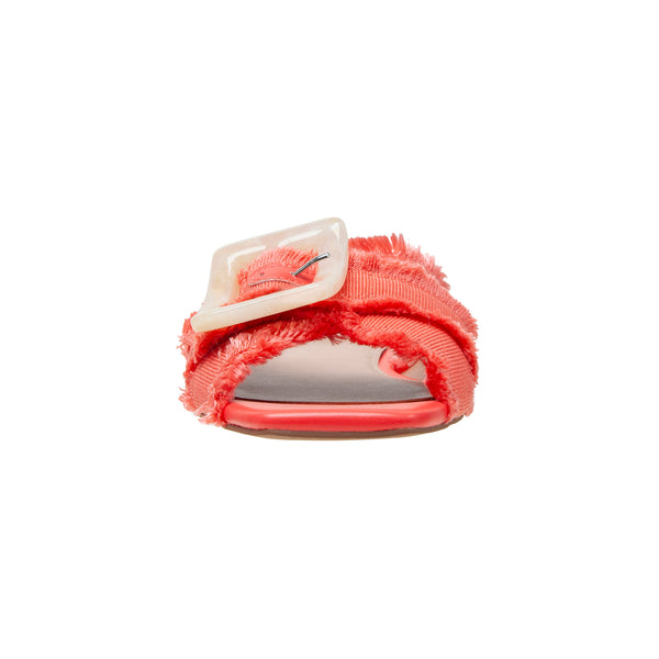 Linea Paolo LOTTIE | Frayed Fabric Cross Band Sandals Pink Coral Frayed Grosgrain