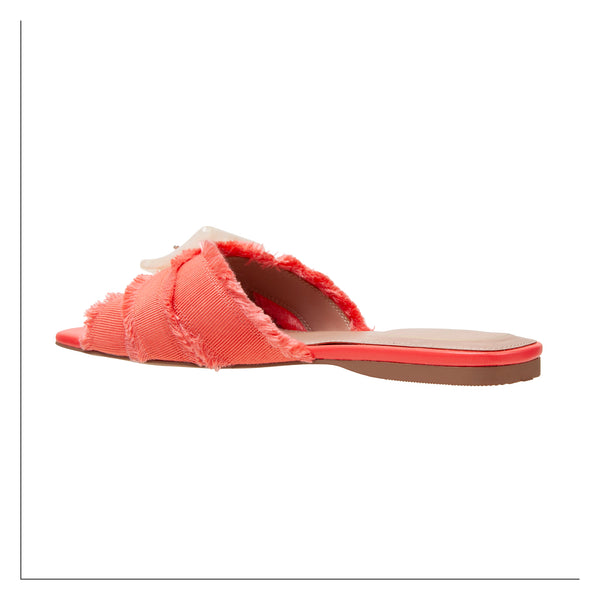 Linea Paolo LOTTIE | Frayed Fabric Cross Band Sandals Pink Coral Frayed Grosgrain