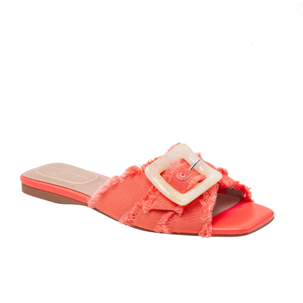 linea paolo LOTTIE | Frayed Fabric Cross Band Sandals Pink Coral Frayed Grosgrain