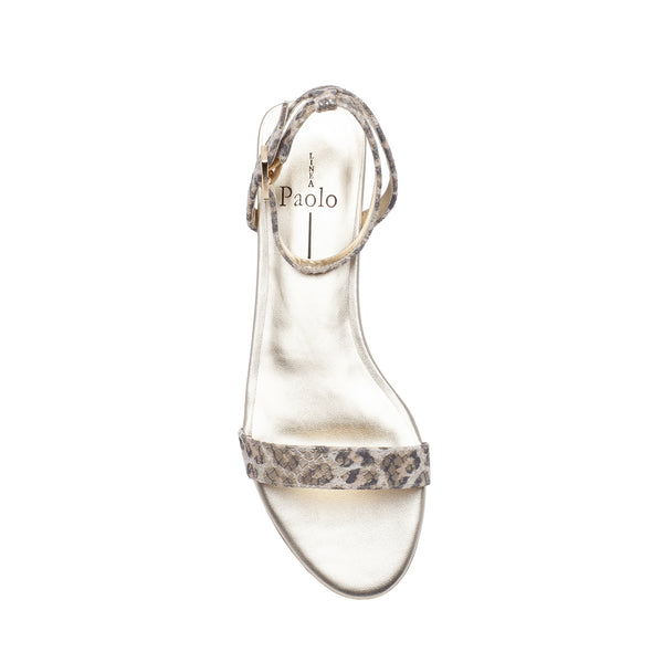 Linea Paolo LUELA II | Strappy Flat Sandals Black/Light Gold Snake Print Leather