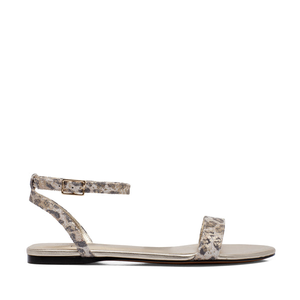 Linea Paolo LUELA II | Strappy Flat Sandals Black/Light Gold Snake Print Leather