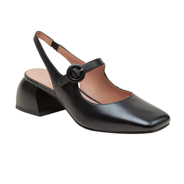 linea paolo MANU | Block Heel Slingback Pumps Black Nappa