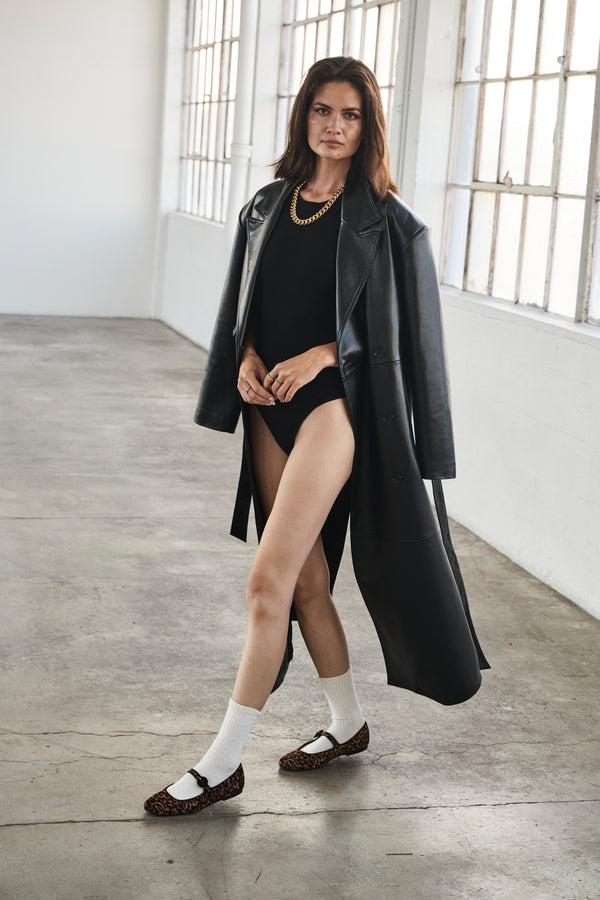 Linea Paolo MARLEY | Mary Jane Ballet Flats Cognac/Black Leopard Hair Calf