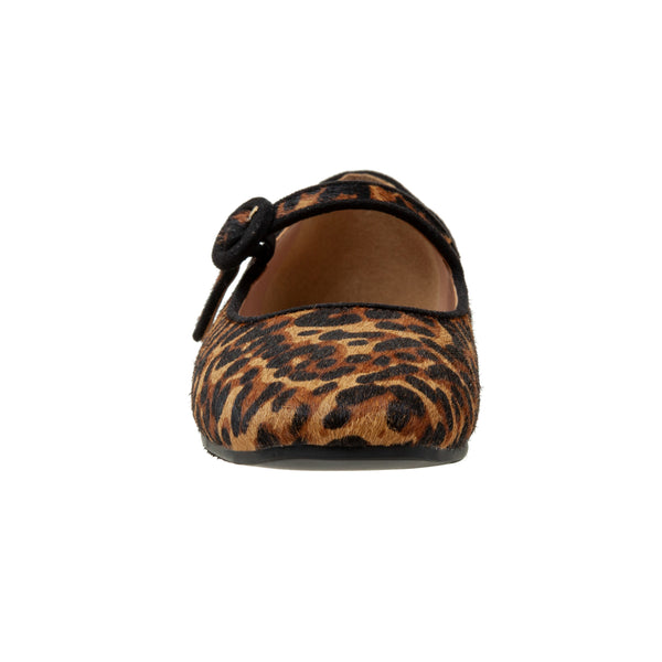 Linea Paolo MARLEY | Mary Jane Ballet Flats Cognac/Black Leopard Hair Calf