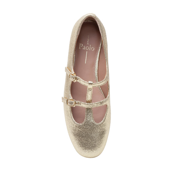 Linea Paolo MATILDA | Double Mary Jane Strap Flats Ballet Pink Shimmer Snake Print