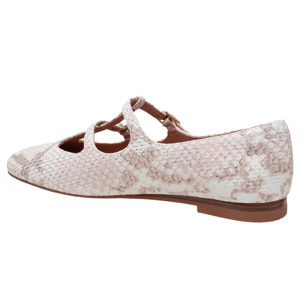 Linea Paolo MATILDA | Double Mary Jane Strap Flats Ballet Pink Shimmer Snake Print