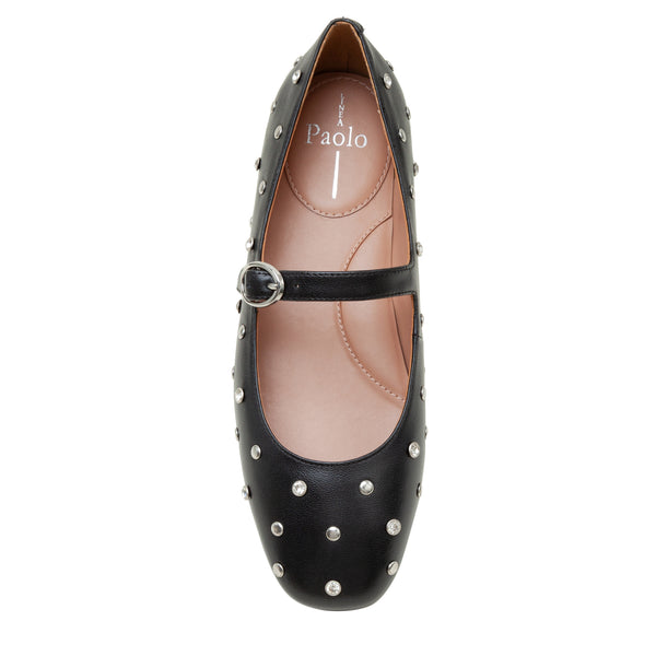 Linea Paolo MILLIE | Crystal Stud Mary Jane Flats Black Nappa