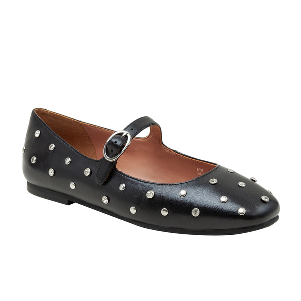 linea paolo MILLIE | Crystal Stud Mary Jane Flats Black Nappa
