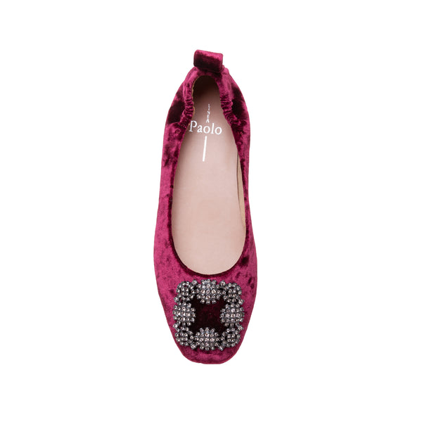 Linea Paolo MINA X | Glam Sparkly Medallion Ballet Flat Burgundy Velvet
