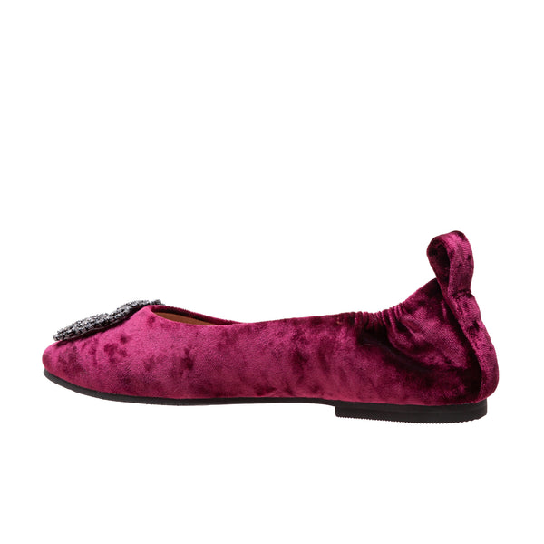 Linea Paolo MINA X | Glam Sparkly Medallion Ballet Flat Burgundy Velvet