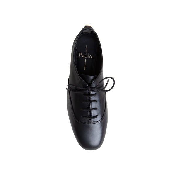 Linea Paolo MIRNA | Nappa Leather Ballet Oxford Flats Black Soft Nappa