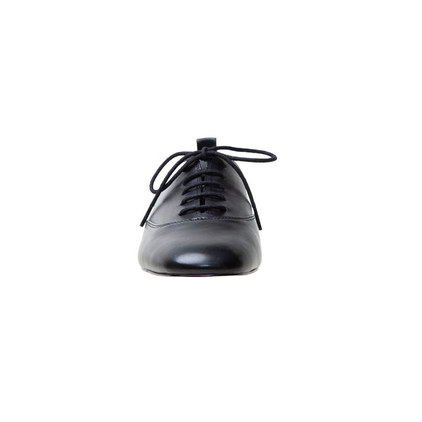 Linea Paolo MIRNA | Nappa Leather Ballet Oxford Flats Black Soft Nappa