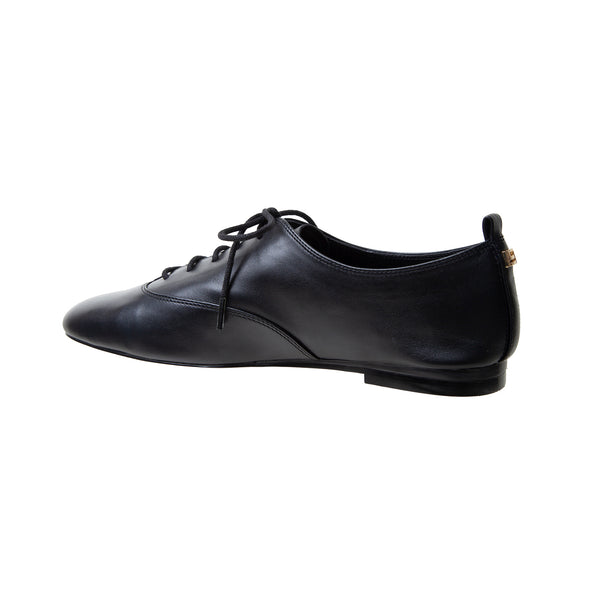 Linea Paolo MIRNA | Nappa Leather Ballet Oxford Flats Black Soft Nappa