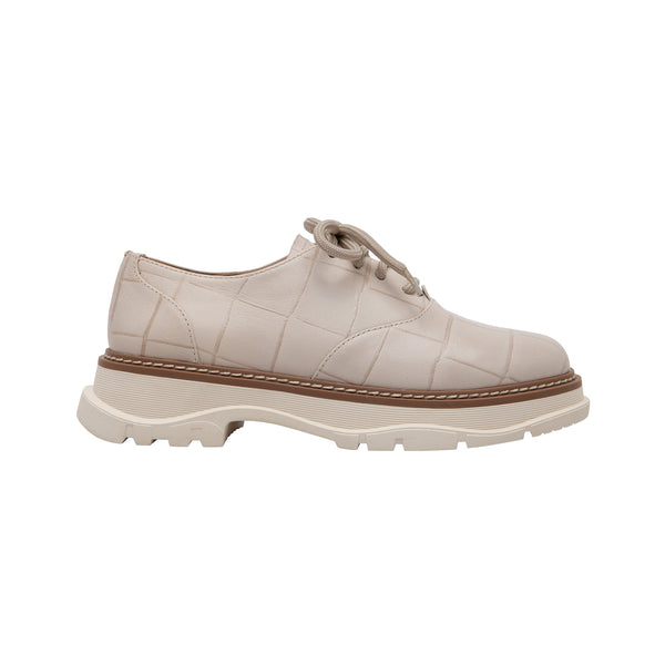 Linea Paolo MOIRA | Lace-Up Leather Oxfords Cream Two-Tone Leather