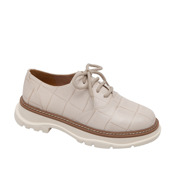 linea paolo MOIRA | Lace-Up Leather Oxfords Cream Two-Tone Leather