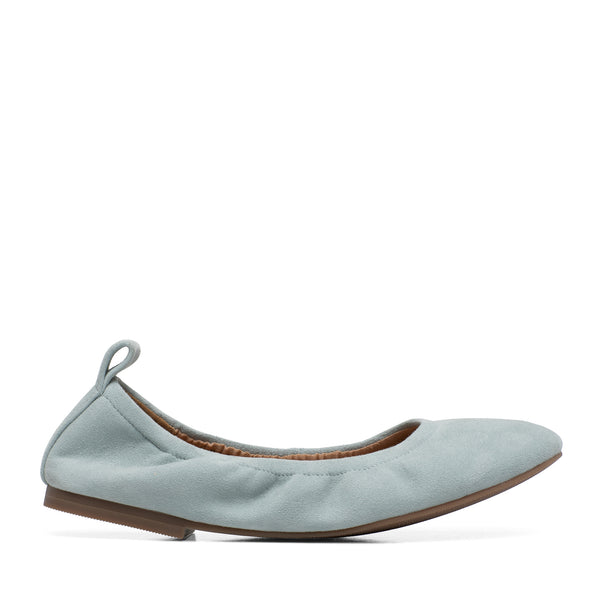 Linea Paolo MONTE | Elastic Topline Round Toe Ballet Flats Pale Blue Kid Suede