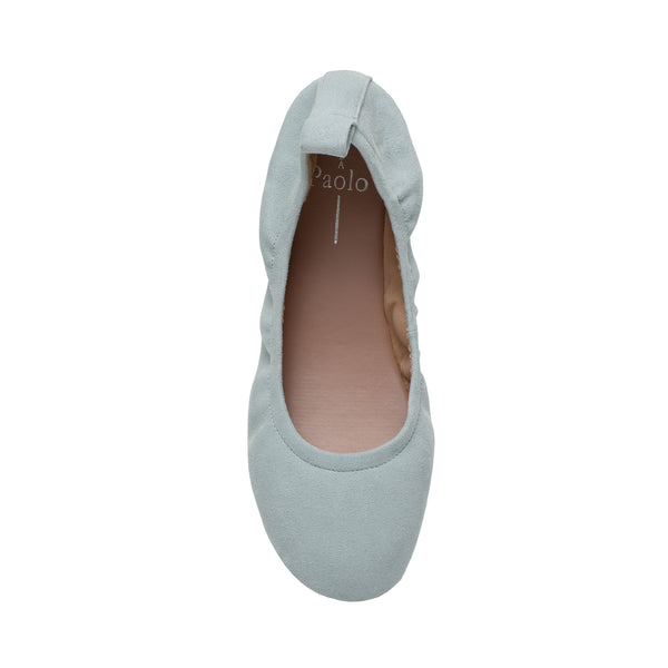 Linea Paolo MONTE | Elastic Topline Round Toe Ballet Flats Pale Blue Kid Suede