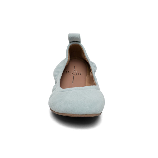 Linea Paolo MONTE | Elastic Topline Round Toe Ballet Flats Pale Blue Kid Suede