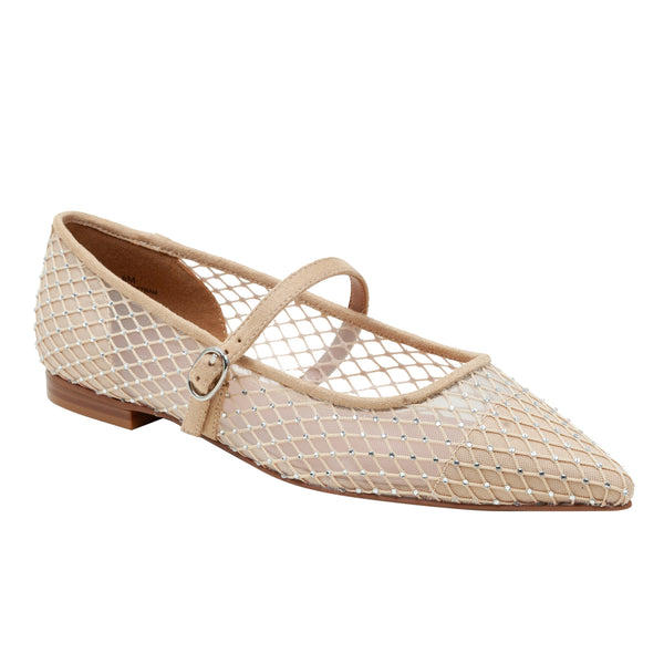 linea paolo NADEEN | Fishnet Mary Jane Flats Blush Mesh/Microsuede