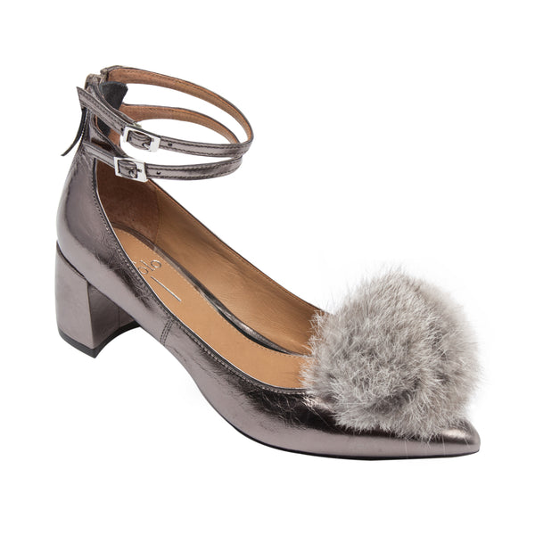 linea paolo NADINE | Ankle Wrap Pumps Pewter Metallic Leather