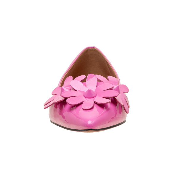 Linea Paolo NARCISUS | Studded Floral Pointy Toe Flat Magenta Patent