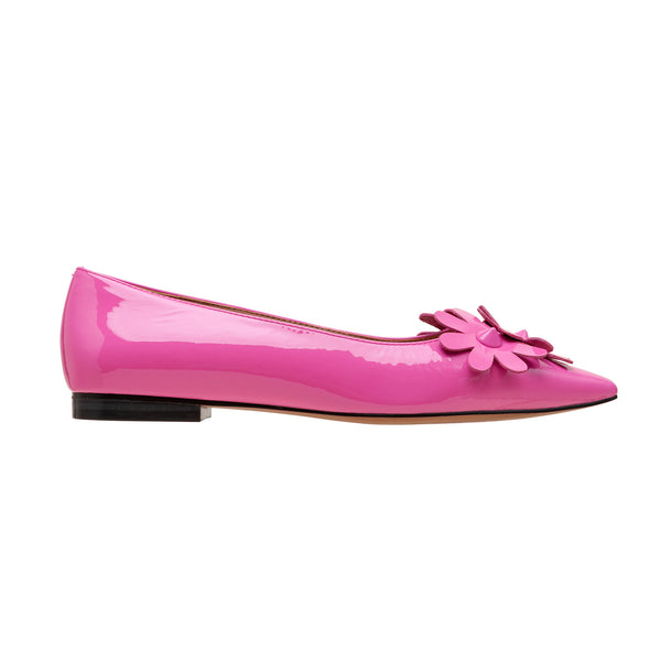 Linea Paolo NARCISUS | Studded Floral Pointy Toe Flat Magenta Patent