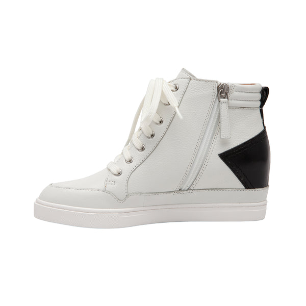 Linea Paolo NAVA | A Sporty Color Blocked Sneaker Wedges Winter White/Black/Hot Pink Leather/Nappa