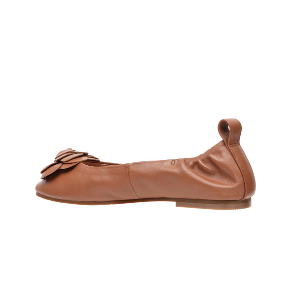 Linea Paolo NINA | Ruched Rosette Ballet Flats Cognac Nappa