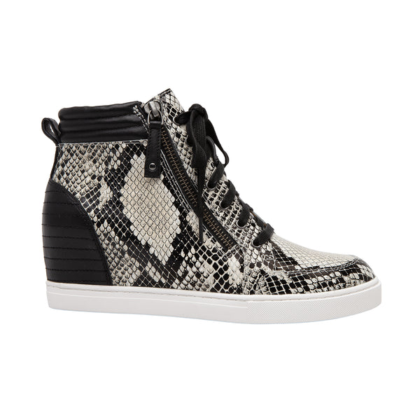 Linea Paolo NIYA | Street Style Wedge Sneakers Cream/Black Snake Print Leather