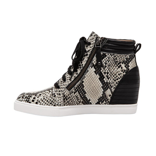 Linea Paolo NIYA | Street Style Wedge Sneakers Cream/Black Snake Print Leather
