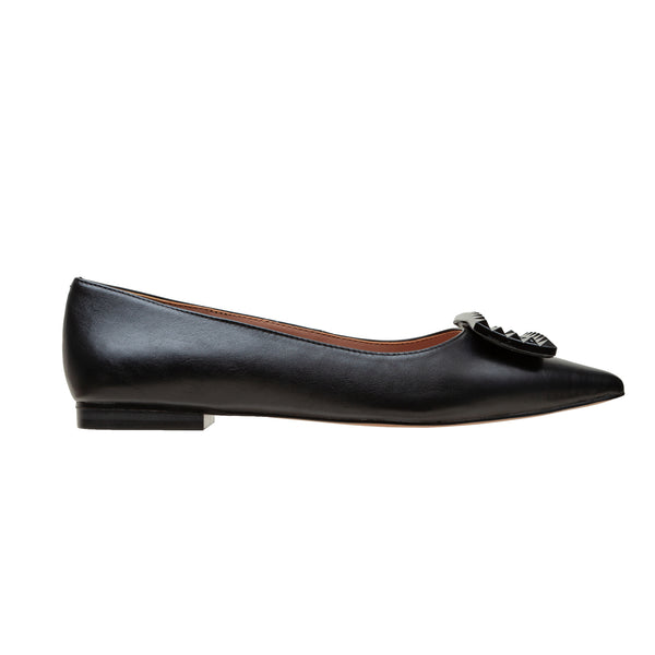 Linea Paolo NOLENE | Resin Buckle Pointy Toe Flats Black Nappa